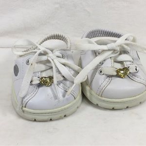 Build A Bear Skechers Shoes White Faux Leather Glitter Heart Charm